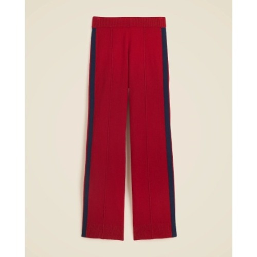 J.Crew Collection Cashmere Track Pants Women M Red Wide Leg Side Stripe $298 NWT - Picture 4 of 16